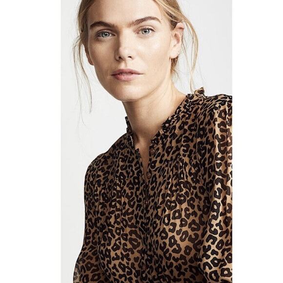 Sea New York Lottie Chiffon Animal Print Drawstring Long Sleeve Tassel Dress 4 - Picture 2 of 16